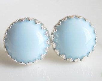 Baby Blue Weddings, Blue Stud Earrings, Light Blue Wedding, Blue Bridesmaids, Tiffany Blue, Bridesmaid Earrings, Blue Earrings, Blue Wedding, Pale Blue