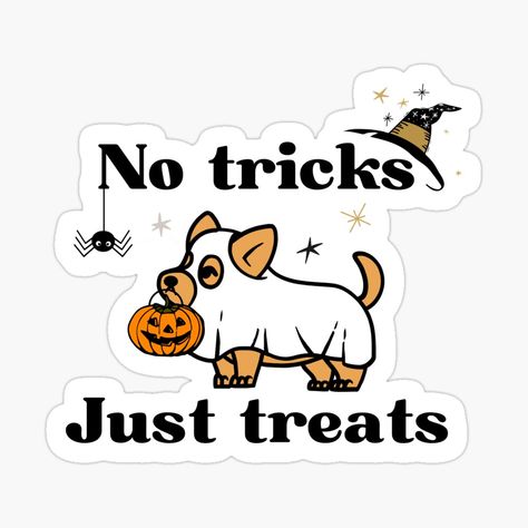 Cute Ghost Dog with Pumpkin. Cute sticker for Halloween. Dogs Trick Or Treating, Dog Halloween Treats, Halloween Dog Drawing, Dog With Pumpkin, Halloween Dog Treats, Country Stickers, Puppy Announcement, Halloween Pets, Halloween Puppy