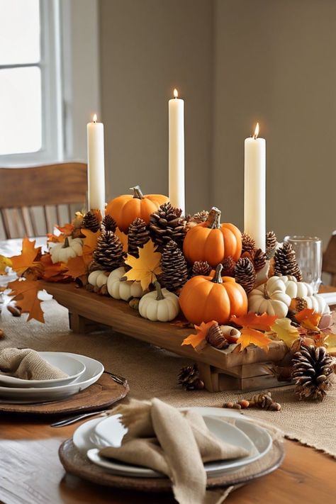 Fall Table Set Up, Thanksgiving Tablescapes Round Table, Dollar Store Thanksgiving Table, Thanksgiving Table Centerpiece Ideas, Thanksgiving Dining Table Decor, Friendsgiving Quotes, Thanksgiving Dining Table, Fall Dining Table Decor, Thanksgiving Table Settings Simple