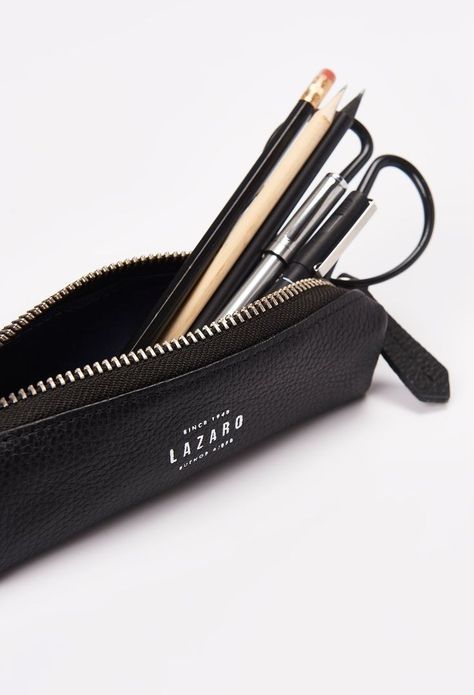 Black Aesthetic Pencil Case, Black Pencil Case, Case Studio, Leather Pencil Case, Shoe Storage Shelf, Timeless Bags, Writing Essentials, Desk Essentials, Stationary School