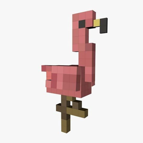 Minecraft Flamingo Build, Minecraft Statues, Voxel Art, Minecraft Structures, Minecraft Blocks, 3d Pixel, Jenga Blocks, Minecraft Modern, Minecraft Plans