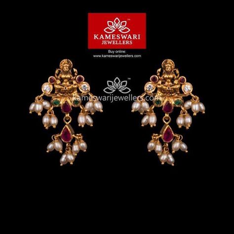 Guttapusalu Earrings, Kameswari Jewellers, Buy Earrings Online, Gold Jhumka Earrings, New Gold Jewellery Designs, Antique Gold Jewelry Indian, Fancy Jewelry Necklace, Gold Jewelry Simple Necklace, Gold Necklace Indian Bridal Jewelry