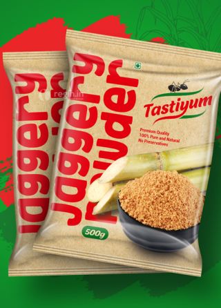 Tastiyum Jaggery powder Jaggery Powder Packaging, Sugar Packaging Design, Powder Packaging Design, Jaggery Powder, Powder Packaging, Sugar Packaging, Labels Design, Graphic Design Agency, Packaging Designs