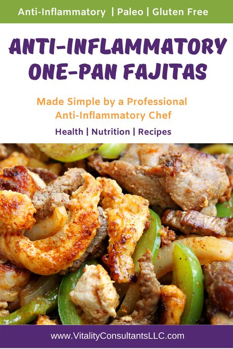 This Tex-Mex meal is so easy to make in a wok, on a sheet pan in the oven or sautéed on the stove top.  All it takes is some strips of meat and your favorite veggies to make this delicious anti-inflammatory one-pan fajitas meal. Gluten Free Anti Inflammation Dinner, Anti Inflammation Meat, Anti Inflammation Sheet Pan Recipes, Anti Inflammation Recipes Meals Easy, Anti Inflammation Diet Recipes Easy, Anti Inflammation Chicken Recipes, Easy Anti Inflammation Recipes Dinner, Easy Anti Inflammation Recipes, Anti Inflammation Recipes Meals