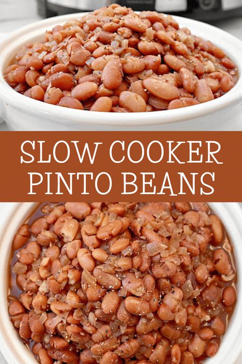 ​Slow Cooker Pinto Beans Recipe ~ Dry pinto beans slow-cooked with warm, aromatic spices. Vegetarian and vegan.  via @thiswifecooks Pinto Beans In Pressure Cooker, Slow Cooker Mexican Beans, Crock Pot Bean Recipes, How To Cook Beans In A Crockpot, Crock Pot Pinto Beans And Ham, Slow Cooked Beans, Dry Beans Recipes Slow Cooker, Slow Cooker Pinto Beans Mexican, How To Cook Pinto Beans In A Crockpot