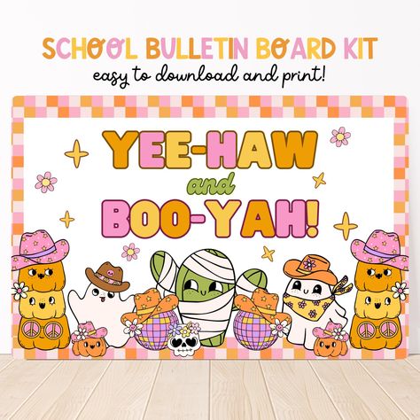 Halloween Classroom Bulletin Board Kit, Classroom Decor, Teacher Resource, Western Halloween Class Theme, Teacher Template, Groovy Halloween Groovy Halloween, Classroom Bulletin Board, Halloween Crafts For Toddlers, Halloween Classroom, Western Halloween, Class Theme, Teacher Templates, Teachers Halloween, School Calendar