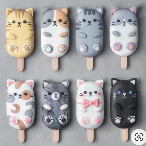 Naturally Jo, Donuts Ideas, Cat Bday, Popsicle Art, Cream Cat, Kawaii Dessert, Cute Baking, Cat Cake, Kawaii Food