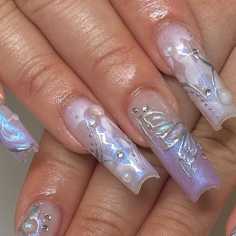 sisi 🍓🍰━☆⌒*. OC nail artist on Instagram: "fairy nails 💖🧚‍♀️ -" Lavender Fairy Nails, Purple Ethereal Nails, Dark Lavender Nails, Magic Nails Design, Lavender Nails Design, Purple Fairy Nails, Blue Fairy Nails, Fairy Acrylic Nails, Cute Purple Nail Ideas