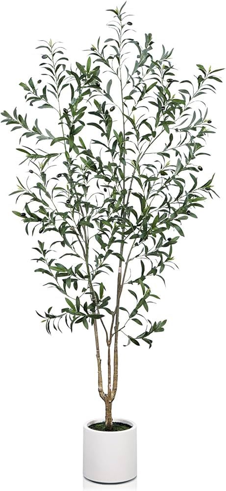 Amazon.com: Leflos Faux Olive Tree Artificial Indoor, 6ft Tall Fake Olive Tree with Decorative Planter & Moss for Home Decor, Dense Olive Potted Plant with Realistic Trunks, Adjustable Branch and Black Olives : Home & Kitchen Fake Olive Tree Home Decor, Olive Tree Indoor, Fake Olive Tree, Tree Artificial, Faux Olive Tree, Black Olives, Faux Tree, Artificial Trees, Decorative Planters