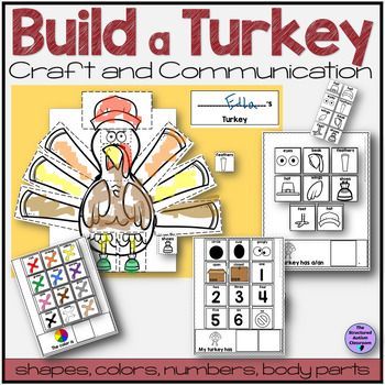 Thanksgiving Craft Activity "Build a Turkey for Speech Therapy Special Education Build A Turkey, Turkey Activities, Aac Activities, Speech Therapy Crafts, Communication Activities, Describing Words, Thanksgiving Craft, Life Skills Activities, Life Skills Special Education