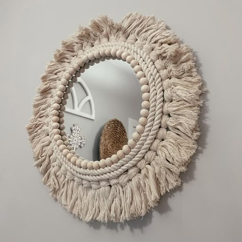 Decorate Around Mirror, Fringe Mirror, Decorate Mirror, Mirror Macrame, Boho Mirror, Mirror Home Decor, Long Mirror, Macrame Mirror, Macrame Wall Hanging Patterns