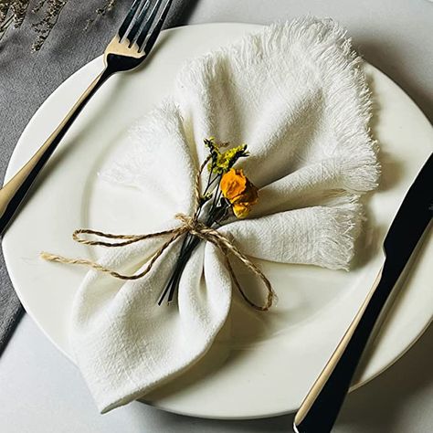 Amazon.com: Dololoo Handmade Cloth Napkins, Cotton Linen Cloth Napkins with Fringe, Versatile Handmade Square Rustic Fringe Napkins for Dinner, Wedding and Parties, 18 x 18 Inches Set of 4, White : Home & Kitchen Square Placemats, Handmade Napkins, White Cloth, Napkin Folding, Dinner Wedding, Linen Cloth, Cloth Napkin, Wedding Napkins, Table Napkins