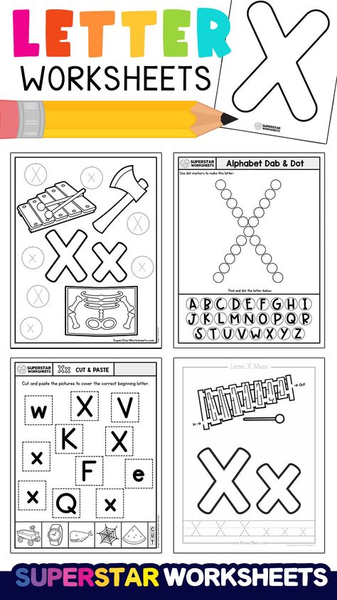 Free printable letter x worksheets. Our free printable alphabet worksheets are perfect for students of all ages. You'll find free alphabet printables, tracing worksheets, blank letter templates, handwriting worksheets, coloring pages, cut and paste activities, mazes, dot-to-dots, and puzzles. Letter Xx Worksheets For Preschool, Letter X Template Free Printable, Letter X Worksheets For Preschoolers, Letter Activities For Preschool Free Printable Alphabet Worksheets, Letter X Craft For Preschoolers, X Worksheets For Preschool, Letter X Crafts, Letter Formation Worksheets, Joy School