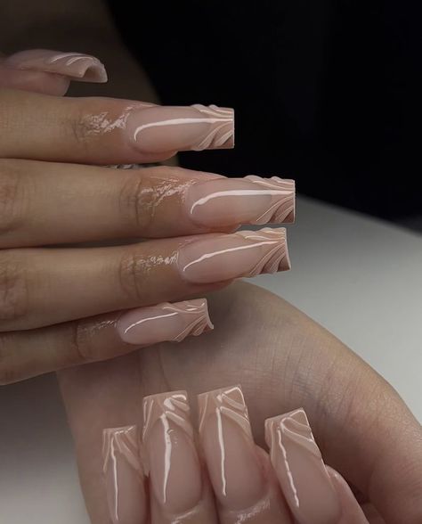 #nudenails #nailart #nailtech #frenchnails #3Dnail #nailsart #nude #naildesign #summernails Long Nails, Nail Art, Square, Nails, Nail Arts