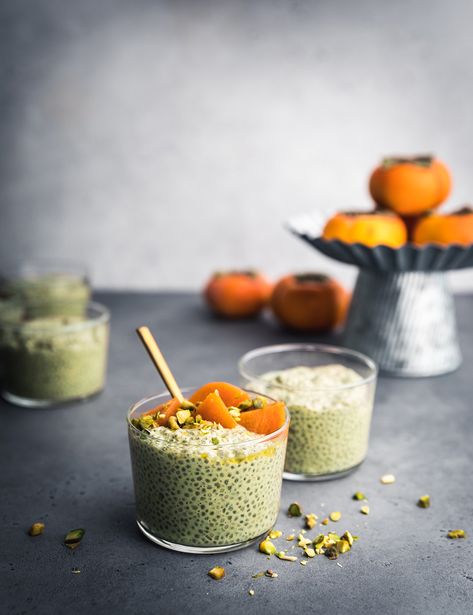 Cardamom Chia Pudding, Pistachio Chia Pudding, Persimmon Pudding, Raw Pistachios, Cardamom Cake, Seed Recipes, Chia Recipe, Coconut Chia Pudding, Pistachio Butter