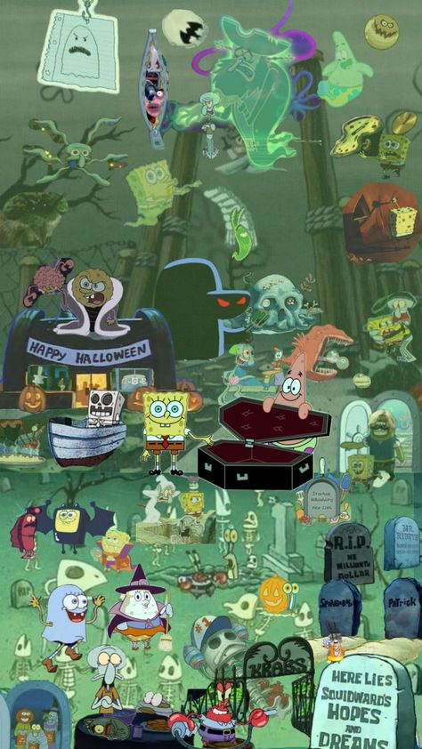 Halloween Spongebob, Spongebob Iphone Wallpaper, Spongebob Halloween, Chill Wallpaper, Icons Party, Stranger Things Max, Spongebob Wallpaper, Halloween Icons, Cool Wallpapers Cartoon