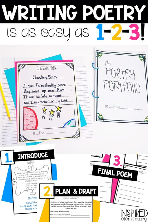 Poetry Portfolio, 3rd Grade Poetry Lessons, Poetry Second Grade Activities, Poetry Writing For 2nd Grade, Poetry Grade 3 Activities, 2nd Grade Poetry Anchor Chart, Free Writing Prompts, Poetry Unit, Homeschool Lesson Plans