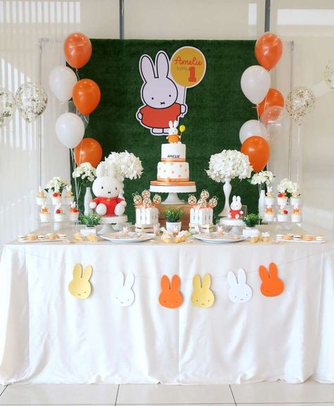 loving the dessert table at this Miffy 1st Birthday Party!! See more party ideas and share yours at CatchMyParty.com #miffy #1stbirthday #desserttable Miffy Birthday, Miffy Party, Miffy Cake, Iphone Theme Ideas, Bunny Birthday Party, Girly Birthday Party, Iphone Theme, Barbie Birthday Party, Bunny Party