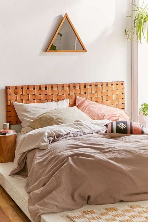 Unique Headboard Ideas, Woven Headboard, Herringbone Headboard, Headboard Inspiration, Headboard Projects, Boho Headboard, Headboard Diy, Modern Headboard, Leather Headboard