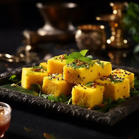 Dhokla is a popular and savory Indian snack that hails from the western state of Gujarat but is enjoyed throughout India and beyond. It is known for its distinctive spongy texture, mildly tangy flavor, and delightful combination of spices. Dhokla is a versatile dish that can be served as a snack, appetizer, or even a light meal. It is also a favorite at festive gatherings and special occasions. Dhokla Aesthetic, Evening Snacks Indian, Dhokla Recipe, Trade Fair, Evening Snacks, Indian Snacks, Mother's Day Diy, Vegetarian Food, Happy Diwali