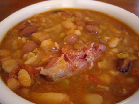 Make and share this 15 Bean Soup recipe from Food.com. Calico Bean Soup, Ham Hock Soup, 15 Bean Soup, Crockpot Ham, Canning Whole Tomatoes, Bean Soup Recipe, Ham Hock, Ham And Beans, Ham And Bean Soup