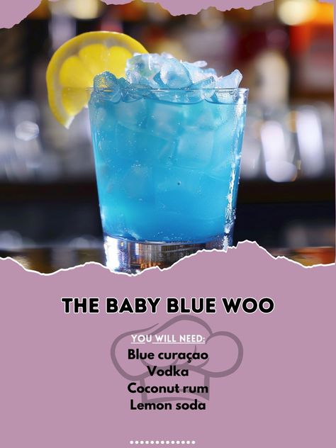 🍼 Experience the Baby Blue Woo, a cocktail that’s as fun as it sounds! #FunDrinks The Baby Blue Woo Ingredients: Blue curaçao (1 oz) Vodka (1 oz) Coconut rum (1/2 oz) Lemon soda (to top) Instructions: Pour blue curaçao, vodka, and rum into a glass over ice. Top with lemon soda. 👶💙 Dive into the playful flavors of The Baby Blue Woo, a cocktail that promises a good time! #BabyBlueWoo Blue Lemon Drop, Ultimate Cookie Recipe, Lemon Soda, Yummy Alcoholic Drinks, Culinary Techniques, Fresh Baked Cookies, Liquor Drinks, Easy Sugar Cookies, Blue Curacao