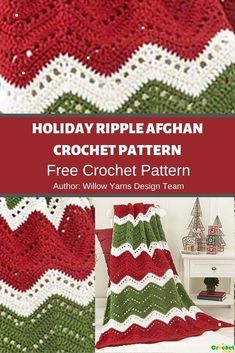 Crochet Christmas Tree Ornaments, Crochet Ripple Afghan Pattern, Crochet Ripple Afghan, Christmas Crochet Blanket, Afghan Crochet Pattern, Ripple Blanket, Ripple Afghan, Crochet Christmas Tree, Christmas Crochet Patterns Free