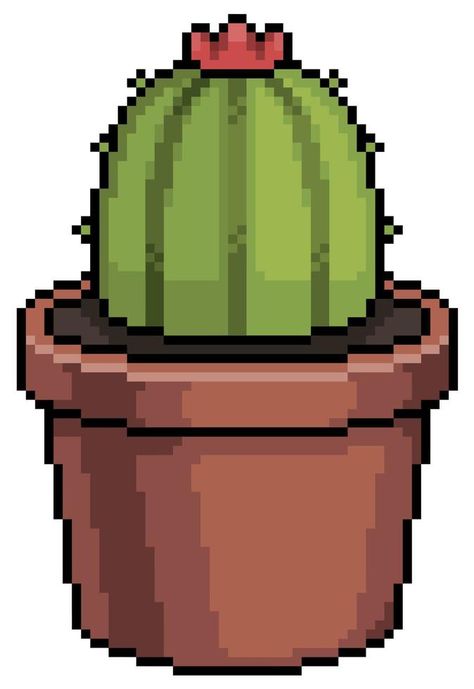 Pixel art succulent cactus in pot vector 8bit game item on white background Cactus Pixel Art, Cactus In Pot, Art Plants, Vector Banner, 8 Bits, Funny Doodles, Background Background, Background White, Game Item