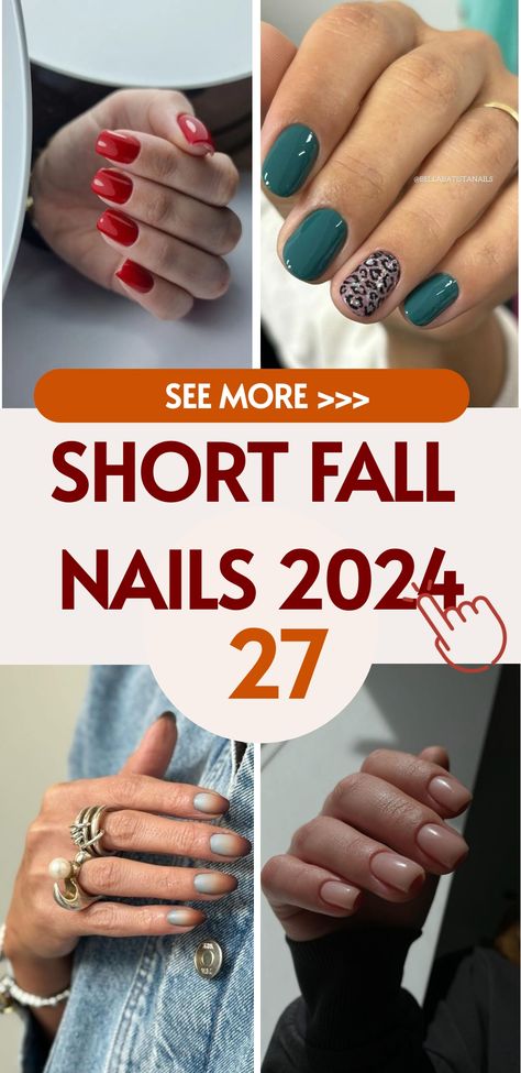 Enhance your autumn style effortlessly with our sophisticated Short Fall Nails 2024 collection. These nails are designed to complement the season with a perfect blend of elegance and functionality. Whether you lean towards classic or trendy nail designs, our Short Fall Nails 2024 provide a range of options to ensure your nails stay stunning and fashionable all through fall. Discover the perfect balance of seasonal charm and nail art creativity with our curated selection. Popular Acrylic Nails 2024, Call Inspired Nails, Apres Short Nails, Modern Art Nails Design, Finger Nail Ideas For Short Nails, Summer To Fall Nails Short, Late Summer Early Fall Nails Short, Gel Nail Trends 2024, Latest Nail Designs Trends 2024