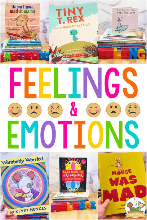 Social Emotional Picture Books for Kids More than 40 books about emotions and feelings to support social-emotional development in your Preschool or Pre-k classroom. #BookList #Feelings #Preschool #Emotions Feelings For Preschool, Books About Emotions, Feelings Lesson Plans, Twos Classroom, Preschool Emotions, Feelings Lessons, Feelings Preschool, Emotional Education, Pre K Classroom