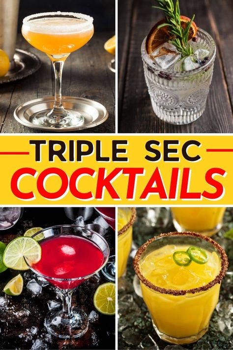 These Triple Sec cocktails are classics you can always fall back on. From cosmopolitans to margaritas to mimosas, everyone will love these drinks! Margarita With Triple Sec, Mixed Drinks With Triple Sec, Drinks With Triple Sec Recipes Cocktails, Drinks With Triple Sec, Cocktails With Triple Sec, Triple Sec Drinks Recipes, Triple Sec Drinks, Amaretto Drinks, Triple Sec Cocktails