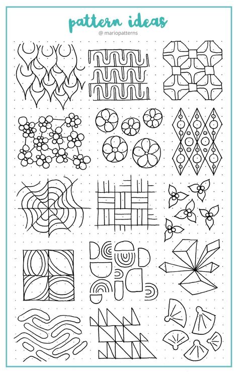 Pattern Drawing Ideas, Easy Doodling, Doodling Tutorial, Geometric Patterns Drawing, Repetitive Patterns, Zen Doodle Patterns, Tangle Pattern, Zen Doodle Art, Geometric Pattern Art