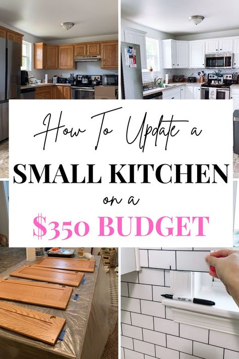 Easy Kitchen Facelift, Small Kitchen Remodel Farmhouse Modern, Small Cheap Kitchen Ideas, Easy Kitchen Diy Makeover, Diy Kitchen Redo On A Budget, Budget Small Kitchen Makeover, Cheapest Kitchen Remodel, Modern Kitchen Remodel On A Budget, Modern Farmhouse Kitchen Remodel On A Budget