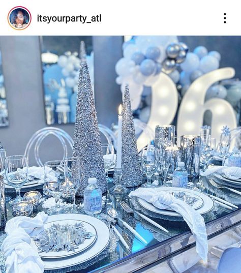 Ice Theme Birthday party Ice Theme Birthday Party, Ice Quinceanera Theme, Icy Party Theme, Ice Blue Party Decorations, Iced Out Party Theme, Platinum Birthday Theme, Glacier Themed Party, Winter Ball Birthday Party, Icy Theme Party