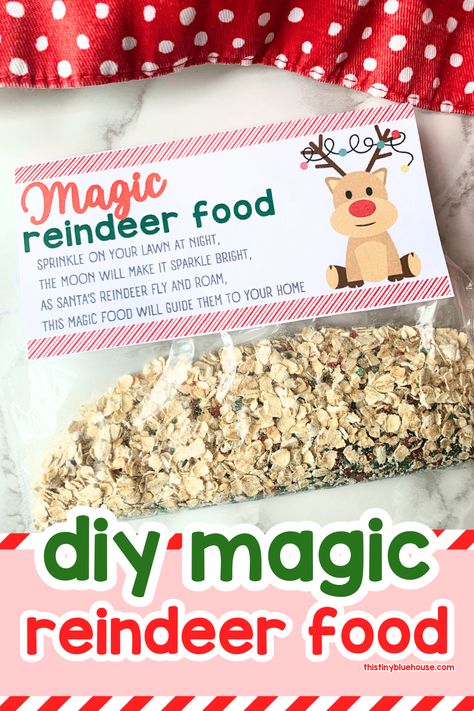 This adorable Christmas eve tradition for kids involves creating diy magic reindeer food that you sprinkle on your front lawn to guide santa to your home. Our free printable reindeer food template is an adorable addition to this homemade reindeer food recipe. It's a fun way to transform this cute idea into a Christmas gift idea for classmates. In fact, you can even make this DIY reindeer dust and sell it at a craft fair. Get your free printable reindeer food tag on our website with just one ... Reindeer Food Printable Free, Magic Reindeer Food Printable, Free Printable Reindeer, Reindeer Food Recipe, Reindeer Food Poem, Reindeer Food Printable, Reindeer Dust, Christmas Diy Food, Diy Reindeer