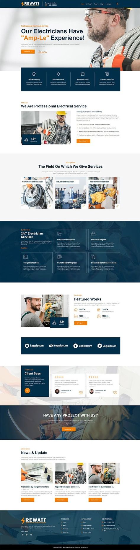 Rewatt -  Professional Electrical Services Elementor Template Kit, #Kit, #sponsored, #Template, #Elementor, #Services, #Electrical, #ad Corporate Web Design, Web Design Websites, Ux App Design, Electrical Services, Professional Electrician, Webpage Design, Website Design Layout, Jet Engine, Web Developer