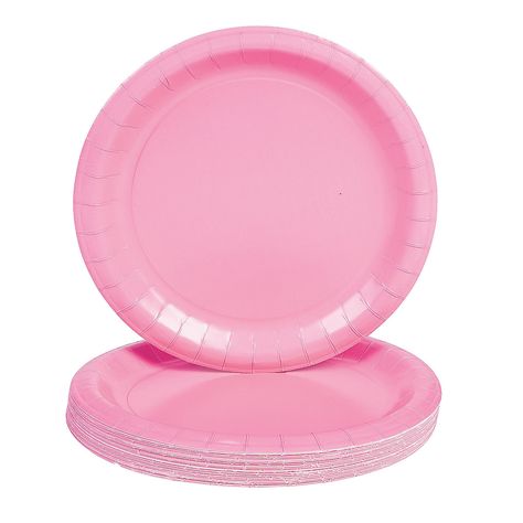 Round+Candy+Pink+Dinner+Plates+-+OrientalTrading.com Baking Birthday Parties, Outdoor Plates, Pink Dinner, Pink Dinner Plates, Pink Plates, Outdoor Dinnerware, Company Party, Pink Round, Pink Paper