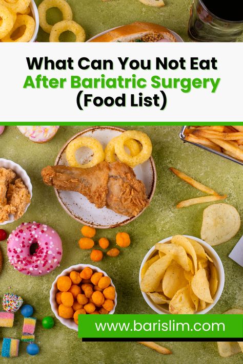 After bariatric surgery, it is important to avoid certain foods that can be difficult to digest and can cause complications. This list includes sugary drinks, processed foods, and fatty foods. Get a complete list of foods to avoid after bariatric surgery. Presurgery Bariatric Diet, Fatty Foods, Bariatric Diet, List Of Foods, Wellness Lifestyle, Sugary Drinks, Bariatric Recipes, After Surgery, Foods To Avoid