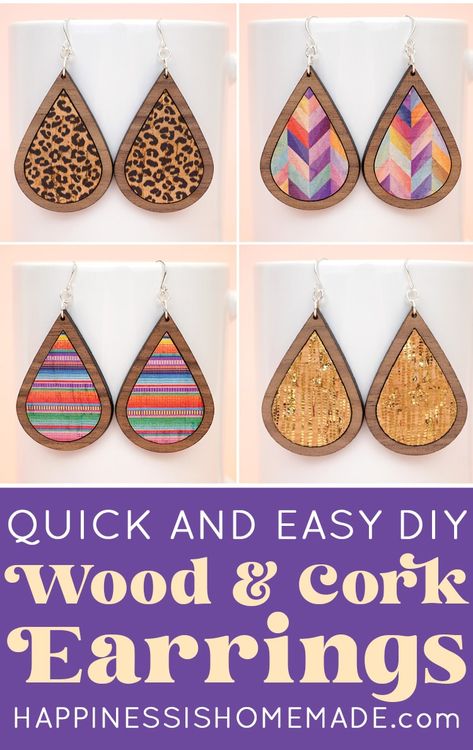 Htv On Wood Earrings, Wooden Earrings Diy How To Make, Cricut Cork Projects, Balsa Wood Earrings Cricut, Making Wooden Earrings, How To Make Wooden Earrings, Basswood Earrings Cricut, Cricut Wood Earrings Diy, Modge Podge Earrings