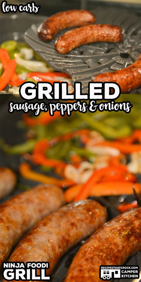 Grill Dinner Recipes, Grilled Italian Sausage, Indoor Grill Recipes, Grill Dinner, Ninja Foodi Grill, Grilled Bratwurst, Grilled Brats, Grilled Dinner Recipes, Ninja Cooking System Recipes