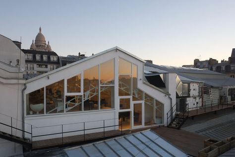 Rooftop Studio, Contemporary Office, Classic Architecture, Roof Top, Office Art, Industrial Chic, Montmartre, Open Concept, Public Space