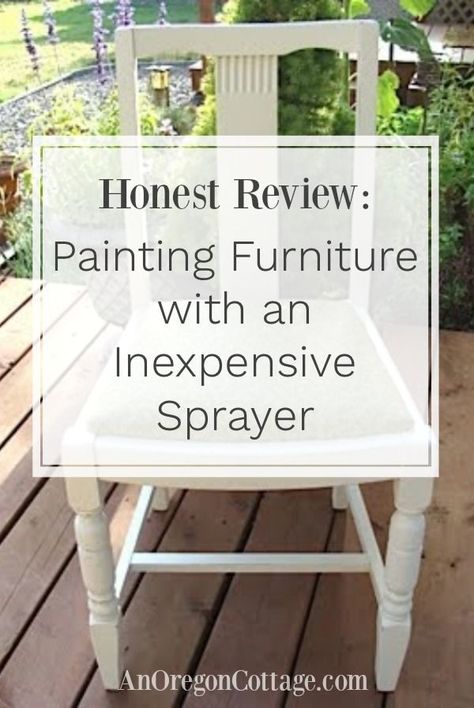 My honest review of my first experience using an inexpensive Wagner paint sprayer for furniture - with tips. It's made DIY paint projects come out the best! #paint #sprayer Using A Paint Sprayer On Furniture, Paint Sprayers Best, Painting Furniture With Sprayer, Best Paint Sprayer For Furniture, Paint Sprayer For Furniture, Block Furniture, Wagner Paint Sprayer, Oregon Cottage, Ranch Makeover