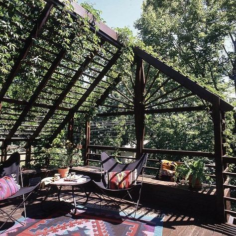 Section Your Shade  Build an inexpensive, rustic pergola that can support climbing vines. It will provide shade and a feeling of privacy Garden Pergolas, Rustic Pergola, Pergola Diy, Pagoda Garden, Cheap Pergola, Building A Pergola, Pergola Design, Garden Vines, Wooden Pergola