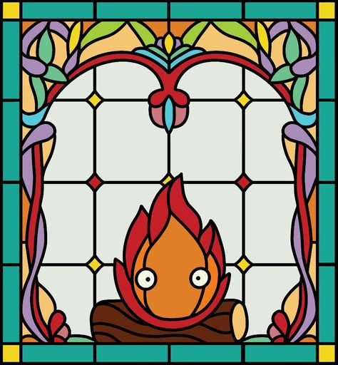 Disney Stained Glass, Stain Glass Window Art, Glass Painting Patterns, Glass Window Art, Astuces Diy, Studio Ghibli Art, Stained Glass Diy, Stained Glass Crafts, Ghibli Art