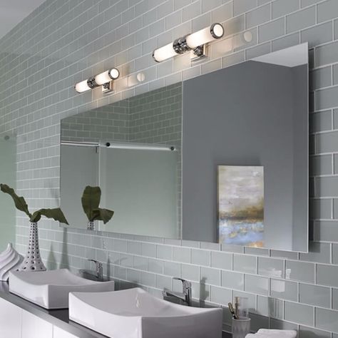 5 Modern Subway Tiles to Create the Perfect Backsplash Bathroom Lights Above Mirror, Tudor Design, Modern Vanity Lighting, Chandelier Picture, Interior Wall Lights, Chrome Lamp, English Tudor, Lounge Lighting, Mirror Bathroom