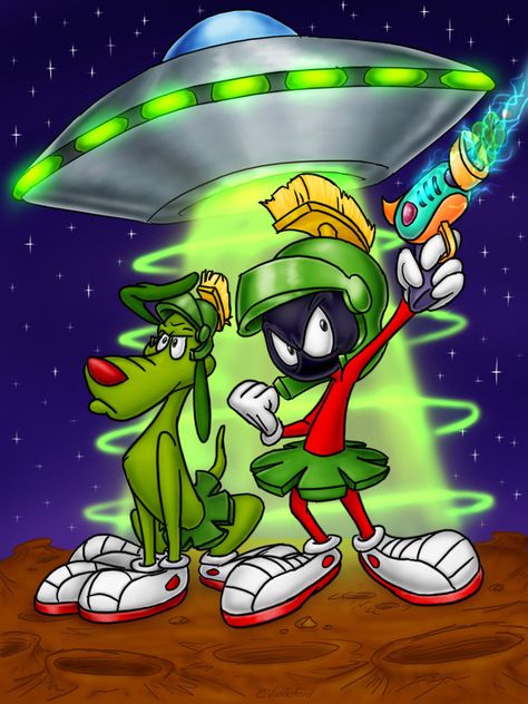 Marvin the Martian by CalamityKangaroo on DeviantArt Looney Tunes Wallpaper, Vintage Cartoons, Old School Cartoons, School Cartoon, Looney Tunes Characters, Looney Tunes Cartoons, Geniale Tattoos, Morning Cartoon, Marvin The Martian