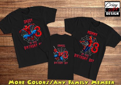 Spider Man Family Birthday Shirts, Spiderman Birthday Shirts For Family, Marvel Family Shirts, Spider Man Birthday Shirt, Birthday Marvel, Spiderman Birthday Shirt, Spiderman Custom, Spidey Party, Spiderman 4