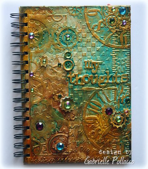 Mixed Media Journal Cover, Steampunk Journal, Steampunk Mixed Media, Pretty Mess, Album Journal, Art Journal Cover, Mixed Media Tutorials, Mixed Media Journal, Steampunk Diy