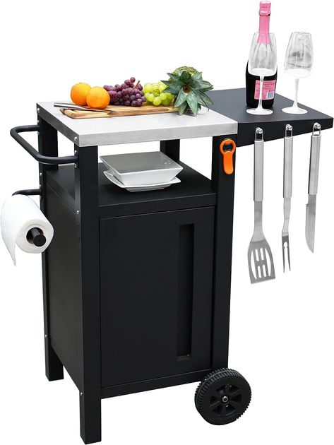 Amazon.com: EMBERLI Grill Cart Outdoor with Storage, Modular BBQ Cart, Bar Patio Kitchen Island Prep Stand Cabinet : Patio, Lawn & Garden Patio Cabinet, Bbq Cart, Outdoor Grill Carts, Storage With Wheels, Cart Bar, Grilling Essentials, Small Grill, Grill Cart, Outdoor Cooking Area