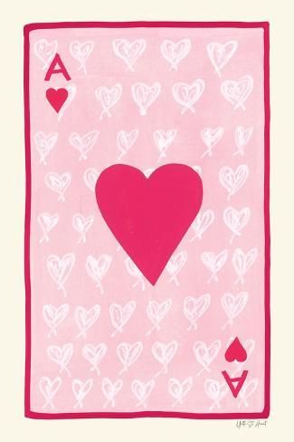 size: 18x12in Art Print: Heart Ace by Yvette St.Amant : Ace Of Hearts Painting, Heart Playing Card, Hearts Painting, Xoxo Card, Playing Card Art, Hearts Playing Cards, Ace Card, 2025 Mood, Heart Art Print